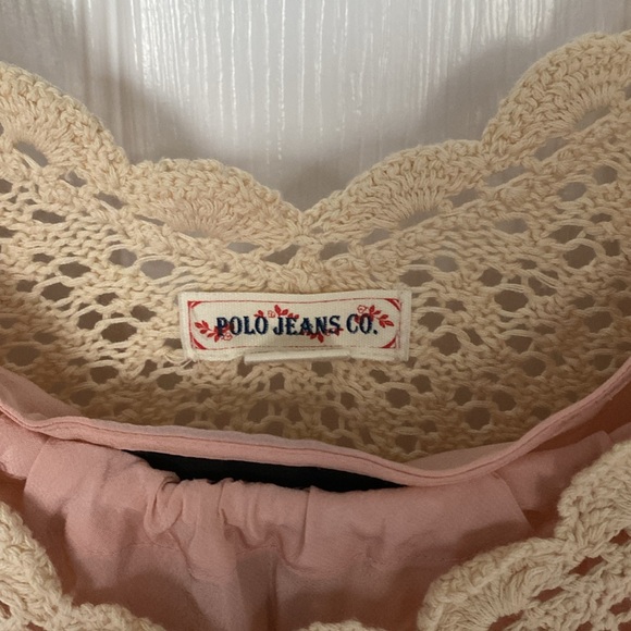 Polo Jeans company cream loose knit sweater with pink silk tank underneath - Picture 2 of 5